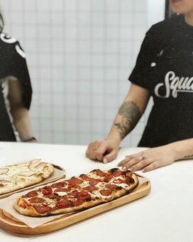 Pizza on special offer from the square