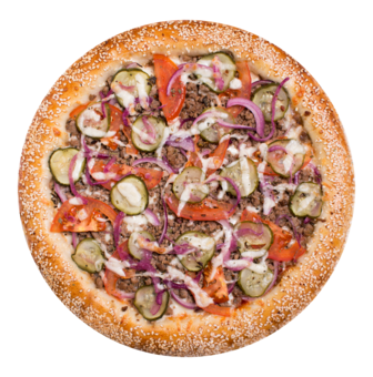 Піца "Чизбургер" від компанії доставки "QR-Pizza". Замовляйте по акції
